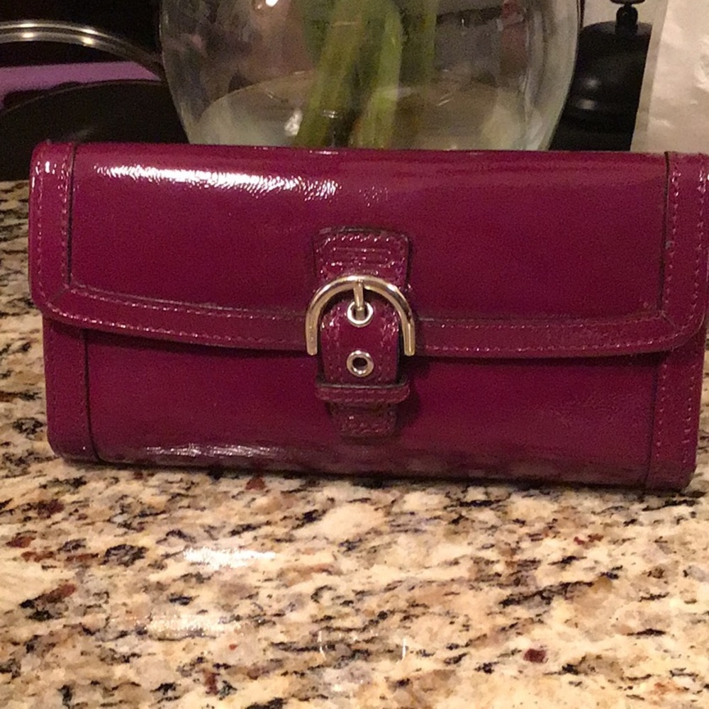 Coach Dark Fuchsia Patent Leather Wallet